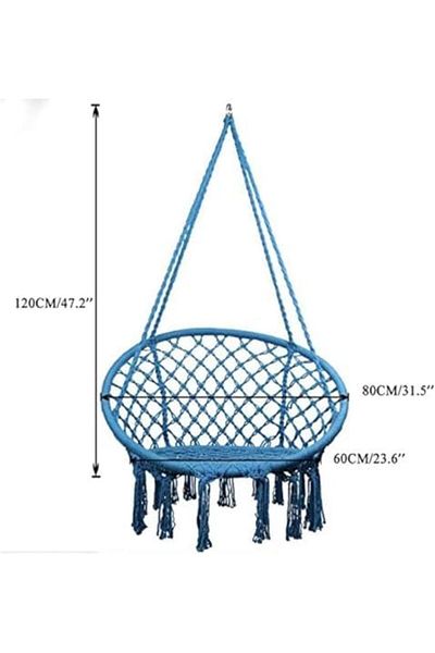 Generic Hammock Chair, Hanging Swing with Macrame and Cushion, Max 330 Lbs, Beige Hanging Cotton Rope Chair