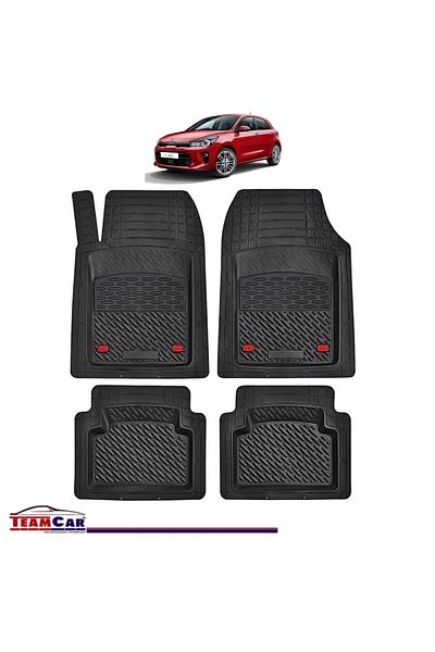 TEAMCAR ® Car Mats Tray Type Compatible Kia Rio Iv (2017–2023) Black Durable Material