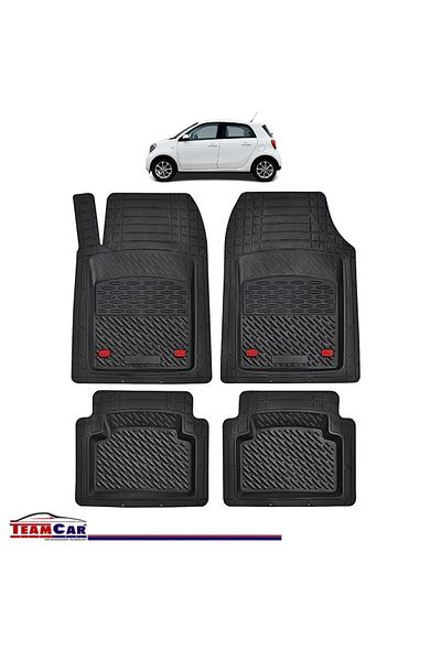 TEAMCAR Covorașe auto tip tavă compatibile cu Smart Forfour II (2014–2021), negre, material durabil