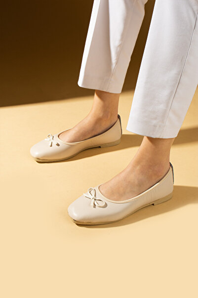 WMİLANO Γυναικεία Μπαλαρίνα Μπεζ Φιόγκος Ελαφριά Άνετη Σόλα Κομψά Casual Παπο...