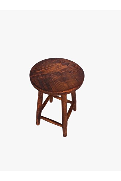 CERCİBAZAAR Yuvarlak Ahşap Tabure Ceviz 50 CM