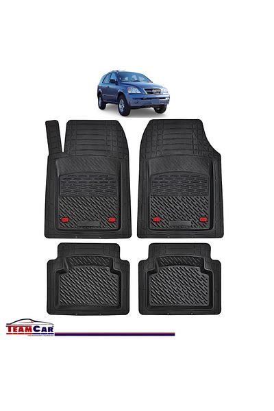 TEAMCAR ® Car Mats Tray Type Compatible With Kia Sorento (2002–2009) Black Durable Material