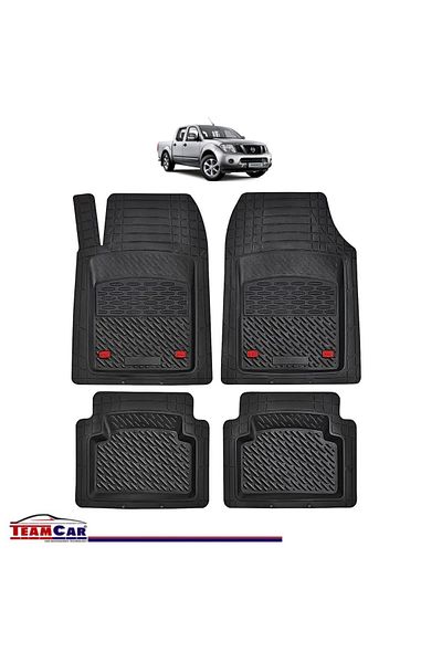 TEAMCAR ® Car Mats Tray Type Compatible Nissan Navara D40 (2005–2015) Black Durable Material