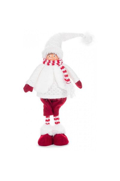 Strend Pro Winter decoration, boy with hat and scarf, red and white, 22x13x57 cm