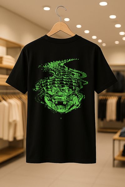 SELF CONTROL Vetements Crocodile Printed Oversize Unisex 100% βαμβακερό μπλουζάκι με αναπνεύσιμο χοντρό ύφασμα
