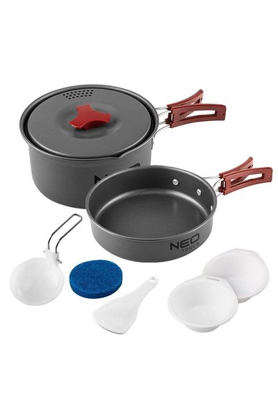 NEO Tourist Pot and Pan, Camping, Aluminum, With Accessories, 8 Piece Set,
