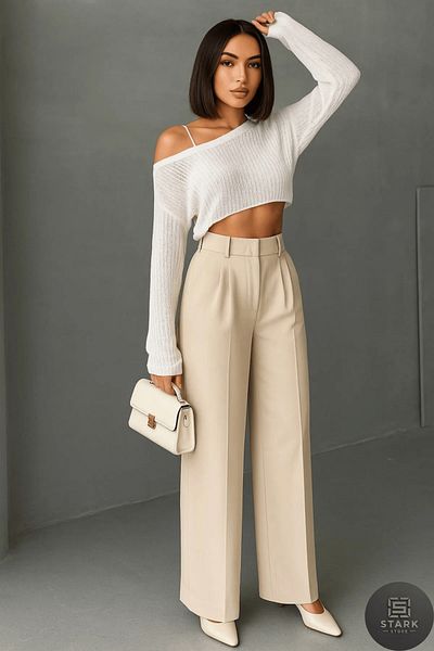 Rift Jeans Elegant Cut Wide Leg High Waist Trousers