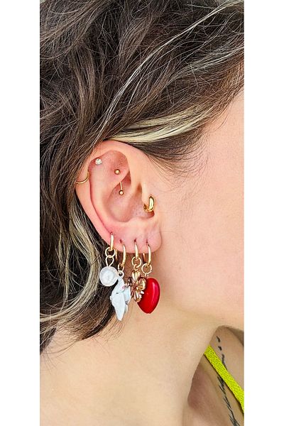 Markiz Takı Brand Multiple Heart Flower Earrings Set of Four