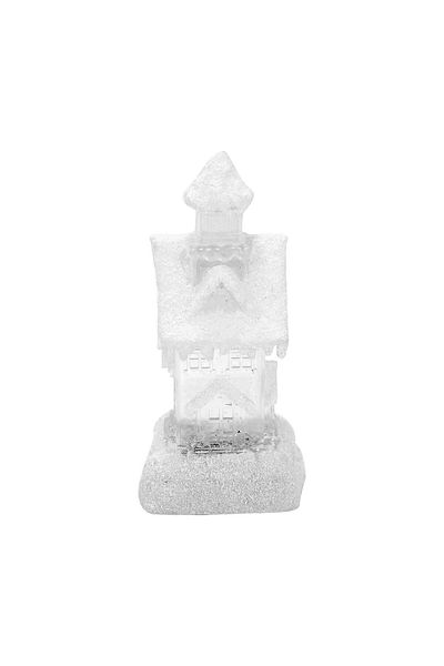 Strend Pro Christmas decoration, PE, glitter house, LED, 2xAA, 9.5x9.5x25.5 cm