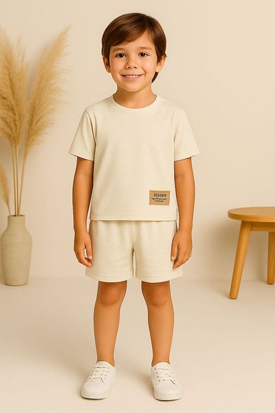 opheliateks Basic Girl Boy Summer Shorts Set with Coat of Arms