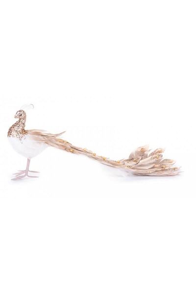 Strend Pro Christmas decoration, peacock, gold and white, 50x20x23 cm
