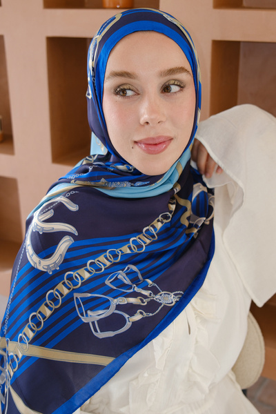 diorel Renkli Zincir İpek Vual Şal