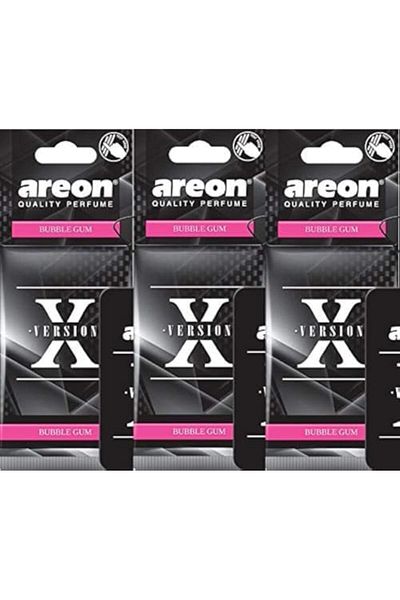 Areon X Car Air Freshener Bubble Gum Scent - Black Hanging Pendant Mirror Perfume Dispenser - Cardbo