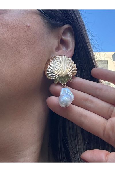 bijuxbymrv Mussel Pearl Dangle Earrings
