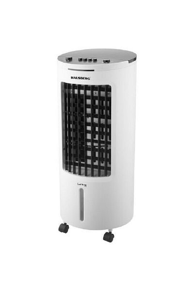Hausberg Portable air cooler, 65–80W, 7.8L tank, 3 speeds, 60° oscillation, ice pack included, white