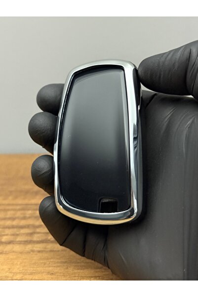 Luxe Aksesuarr Bmw Smart F30 F32 F10 F20 Husă de protecție pentru chei din silicon compatibilă cu 4 butoane Culoare neagră argintie