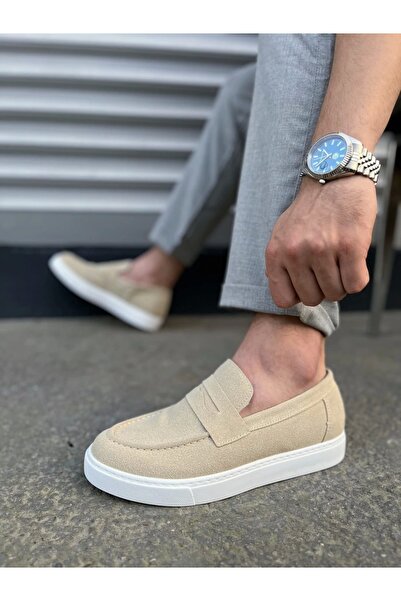 TB Terzi Bey Tb180 Estilo X fűző nélküli velúr férfi alkalmi sport klasszikus cipő Sbt - krém