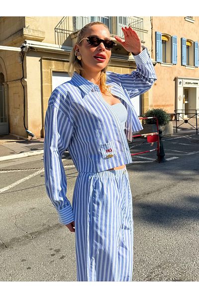 2wins Sunkissed Shirt/Crop Set - Blue