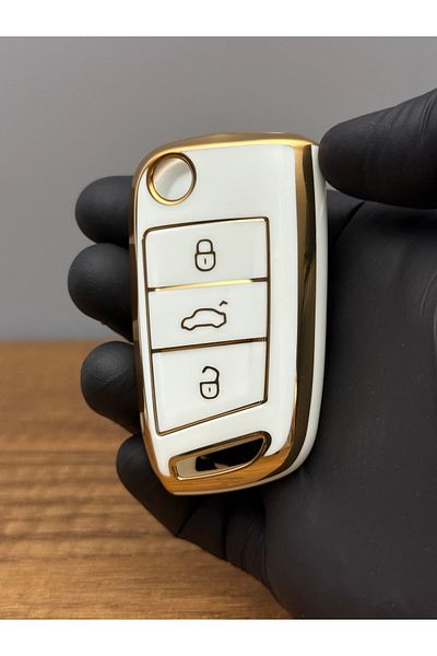 Luxe Aksesuarr Volkswagen- Skoda- Seat Mqb Protection Key Control Silicone Nano Case White Color