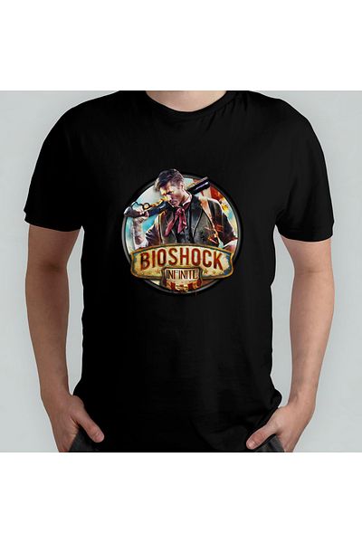 Pixxa Bioshock Infinite Unisex 100% Cotton Crew Neck T-Shirt Model 1