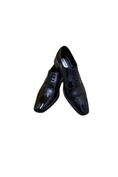 OEM Elegant men's shoes, Black patent, Genuine leather, Size 44