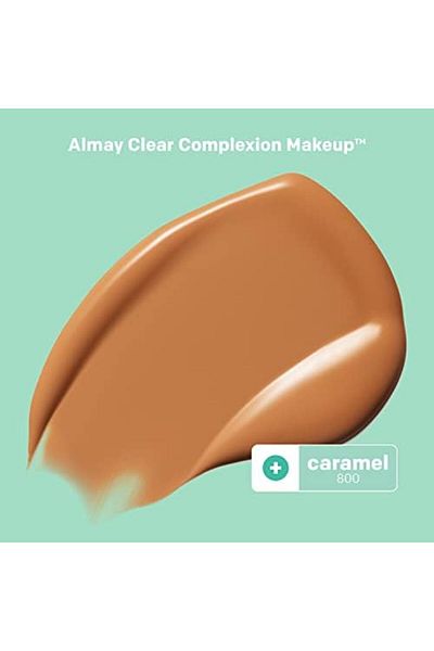 ALMAY Clear Complexion Acne Foundation Makeup with Salicylic Acid, Medium Coverage - 800 Caramel