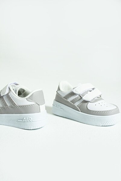 WMİLANO Çocuk Unisex Gri Sneakers Cırtlı Spor Rahat Çocuk Ayakkabısı