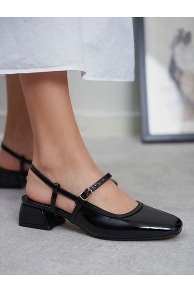 S.N.S SHOES Moda Ayağınızda Heeled Patent Leather Women's Shoes Classic Daily