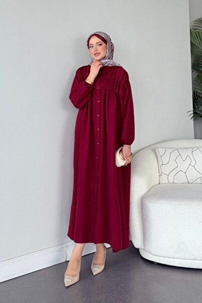 Hazamoda فستان Semiz Gipeli باللون الأحمر الداكن