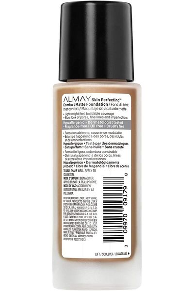 ALMAY Skin Perfecting Comfort Matte Foundation, Hypoallergenic, Cruelty Free - Warm Cashew