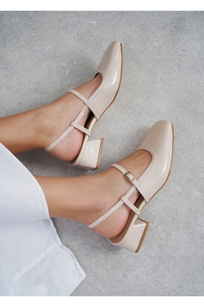 S.N.S SHOES Moda Ayağınızda Heeled Patent Leather Women's Shoes Classic Daily