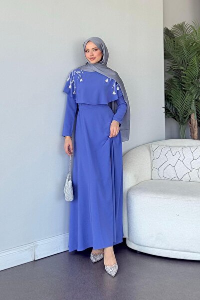 HAZA MODA Milan Taşlı Abiye Lila