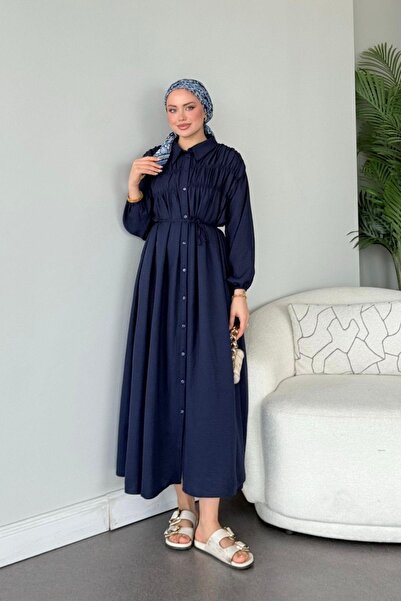 Hazamoda Semiz Gipeli Elbise Lacivert