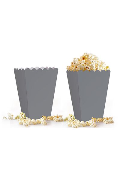 ALPJOY Popcorn Box 8-Piece -Plain Silver-