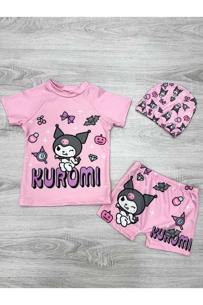 MİLAYS LİFE HOME COLLECTİON 3 Piece Boneli̇ Ti̇Şörtlü Shorts Deni̇Z and Pool Swimsuit