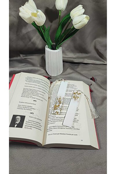 Demet Art Studio Reçineye Hayat Veriyoruz Epoxy White Gold Leafed Tasseled Ha...