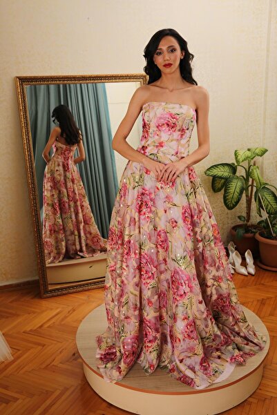 wisteriA ÇİÇEK DESENLİ ABİYE