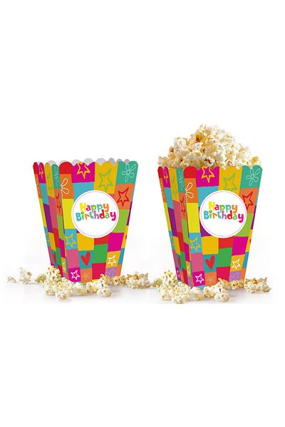 ALPJOY Popcorn Box 8-Piece -Happy Birthday-
