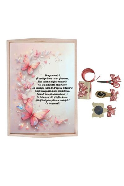Botez Cake/Cake Cutting Tray Set – Butterfly-Powder, 6 Pieces
