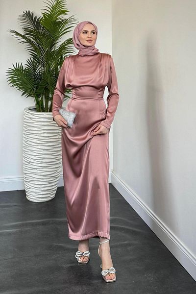 MERVEN AKYÜZ Lavia Pen Dress Dusty Rose