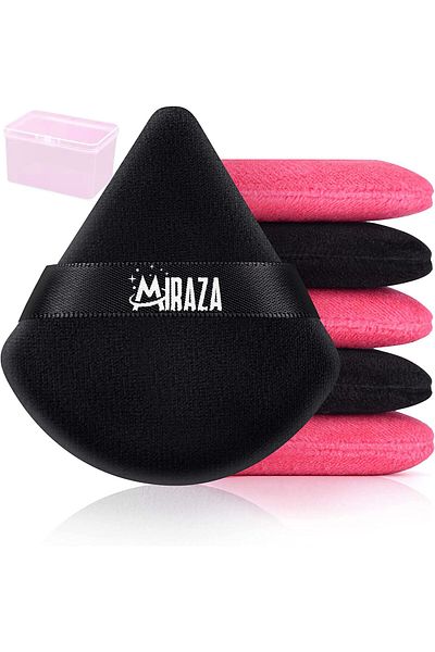 miraza Set of 6 Triangle Makeup Sponges, Reusable, Wet or Dry Use, Gift Storage Box
