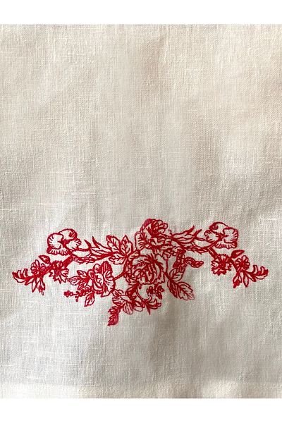 Zezig Rose 100% Linen Embroidered Runner - Sunset - 45 X 145
