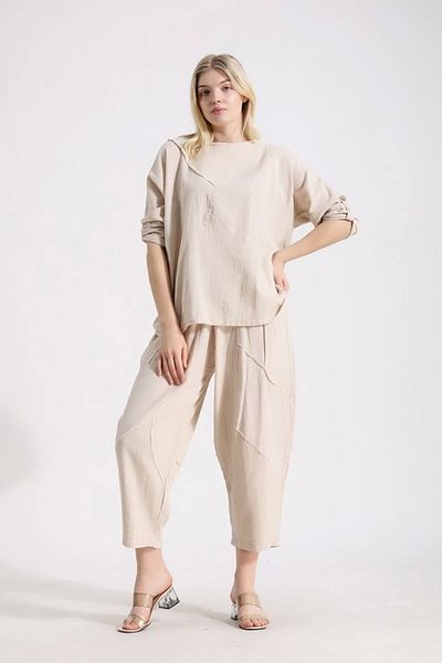 SUMEF Muslin Bottom Top Women's Suit-Cream