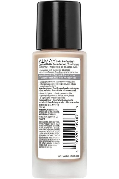 ALMAY Skin Perfecting Comfort Matte Foundation, Hypoallergenic, Cruelty Free, Fragrance Free - Cool Ivory