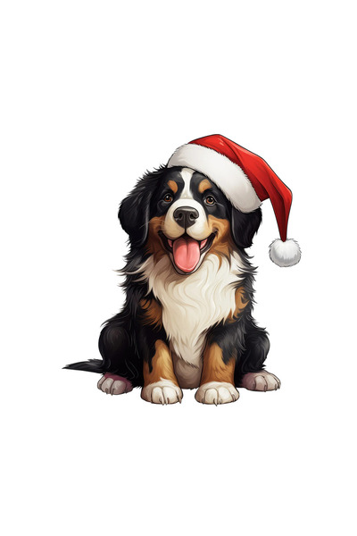 INOVATIX Set de 8 autocolante Saint Bernard cu pălărie de Moș Crăciun, INOVAT...