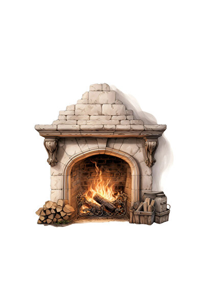 INOVATIX Set de 8 piese, autocolant șemineu cu lemn, INOVATIX®. 6 cm