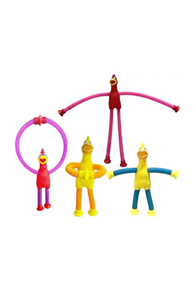 MİNGODAN 1 Adet Vantuzlu Tavuk Kolları Bacakları Uzayan Düdüklü Eğitici Teleskopik Vakumlu Oyuncak Anti Stres