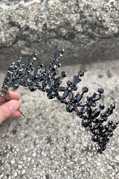 Hobigram Elvira Black Bridal Henna Crown Special Occasion Accessory Women's Crown Hair Accessory – Crown, Crystal Stone