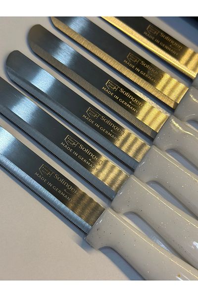 vanilinkitchen Solingen Set of 6 Glitter White Micro Meat and Vegetable Chopping Knives