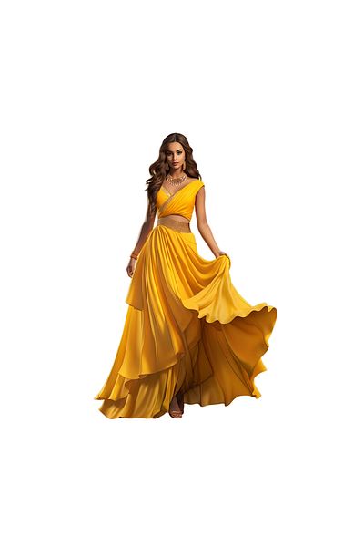 INOVATIX Set de 8 piese, Sticker Saree rochie indiană galben auriu, INOVATIX®. 6 cm